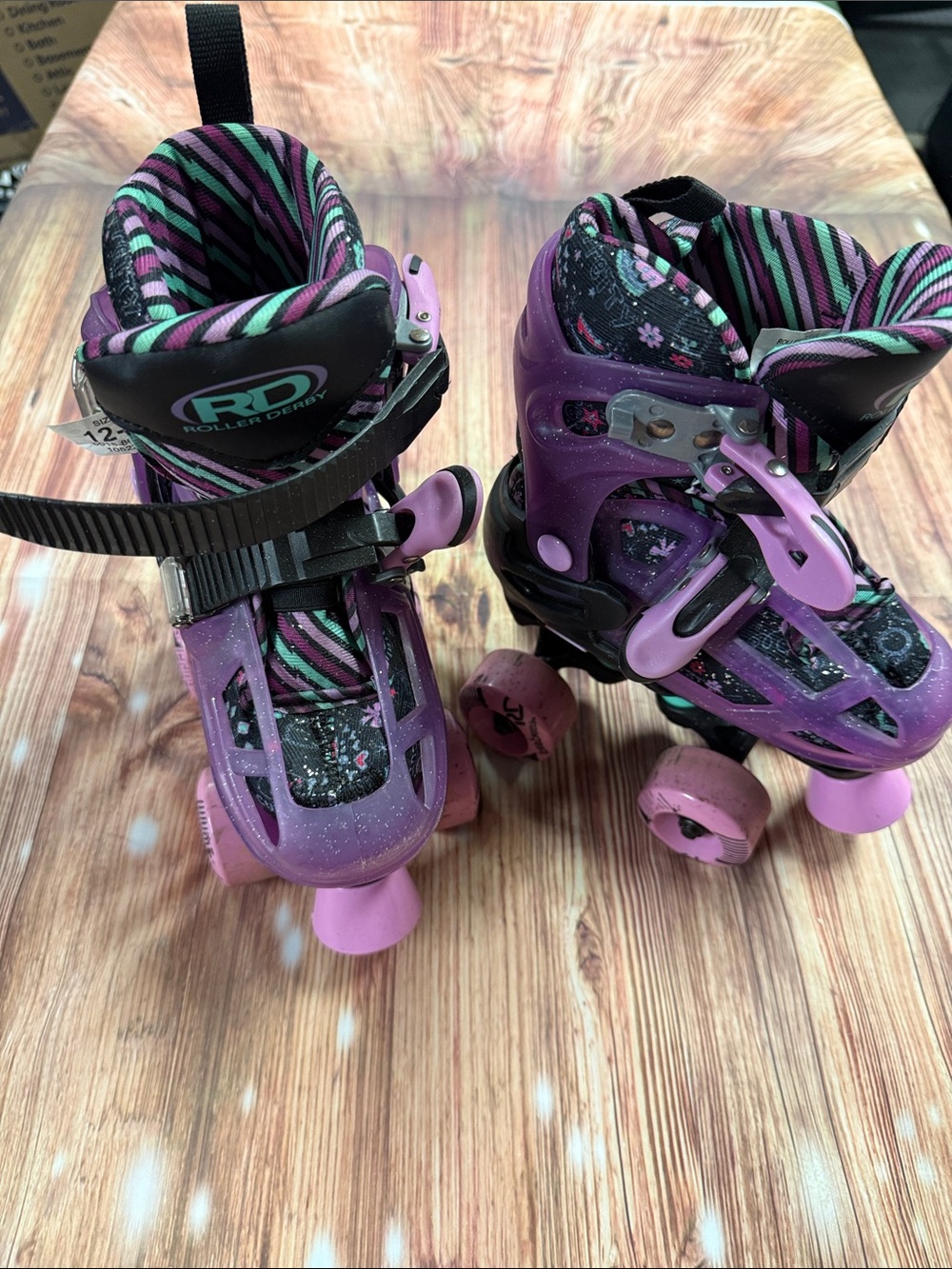 Princess Roller DerbyPurple Youth Adjustable Quad Roller Skates with Pink Wheels